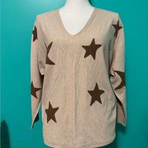 Elegant Beige Star Sweater